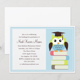 Invitación verde/azul de la fiesta de graduación