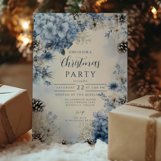 Invitación Verde azul escarchado de Navidad (Subido por el creador)