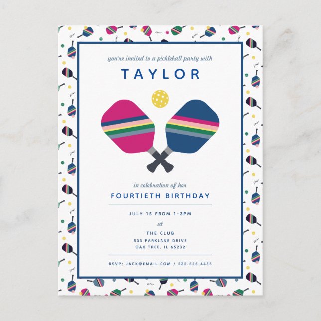 Invitación verde azul para el Fiesta de bolas de p (Anverso)