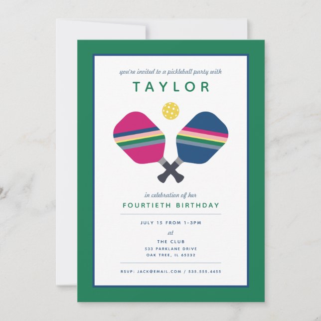 Invitación verde azul para el Fiesta de bolas de p (Anverso)