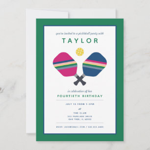 Invitación verde azul para el Fiesta de bolas de p