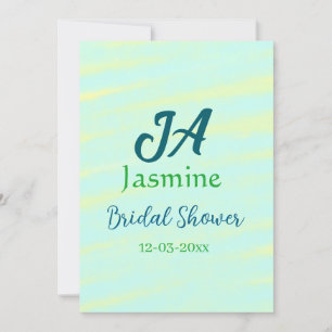 Invitación Verde azul pastel acuarela ducha de novia nombre d