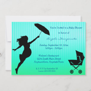 Invitación Verde azulada a Baby Shower con bandas