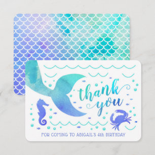 Invitación Verde azulada acuarela bajo la sirena marina graci