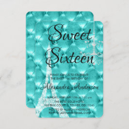 Invitación Verde azulada Blue Paris Sweet 16 cumpleaños
