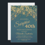 Invitación Verde azulada Cadena Purpurina de oro ilumina 40 c<br><div class="desc">Moda y moda invitación a la fiesta de cumpleaños número 40 para mujeres con hermosas luces de cuerdas de oro y chisporroteo en un atrevido fondo verde azulado. El texto, el tipo de letra y la redacción son completamente personalizables usando la herramienta de diseño de Zazzle. Contáctenos para obtener ayuda...</div>