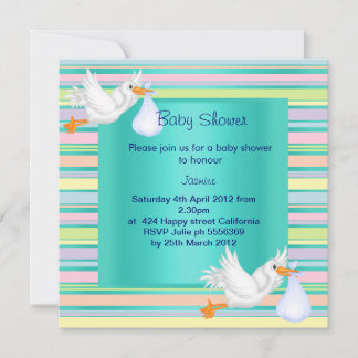 INVITACIÓN VERDE AZULADA DE BABY SHOWER DE HISTORI