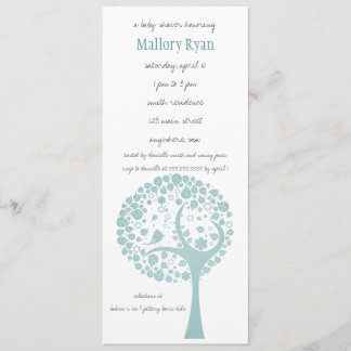 Invitación verde azulada de Baby Shower del árbol
