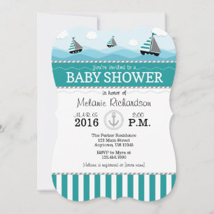 Invitación verde azulada de Baby Shower náutica az