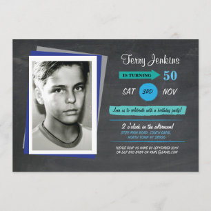 Invitación Verde azulada de Blue Chalk en cumpleañ