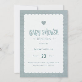 Invitación verde azulada de Burlap Baby Shower - B