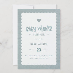Invitación verde azulada de Burlap Baby Shower - B