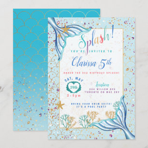 Invitación Verde azulada de cumpleaños a la Fin de