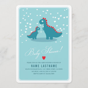 Invitación verde azulada de Dinosaur Blue Baby Sho