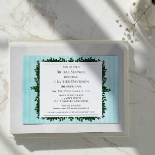Invitación verde azulada de ducha de novias con fo