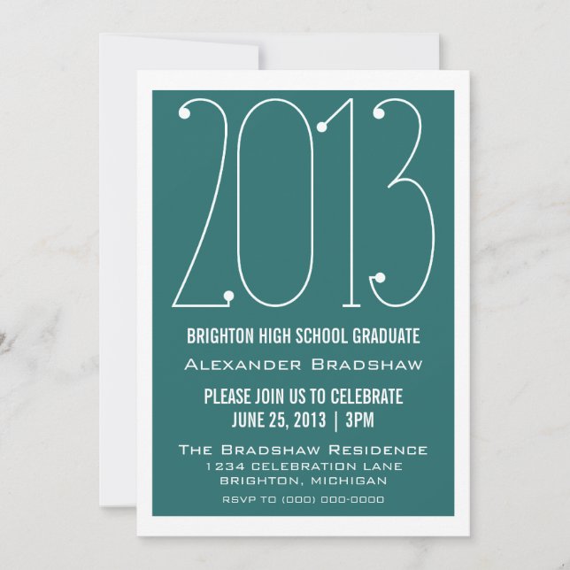 Invitación verde azulada de graduación 2013 (Anverso)