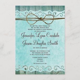 Invitación verde azulada de la boda del papel de