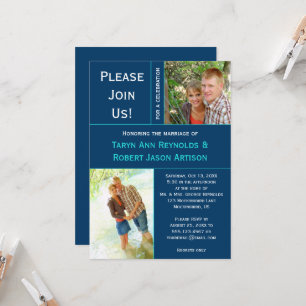 Invitación verde azulada de la boda del poste del