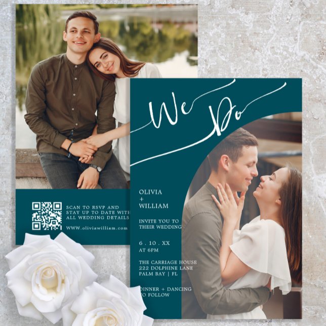 Invitación verde azulada de matrimonio escrito a m (Subido por el creador)