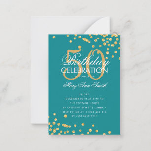 Invitación Verde azulada de oro de Confetti, Purpu