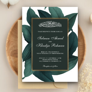 Invitación Verde azulada deja la frontera de oro Boda musulmá
