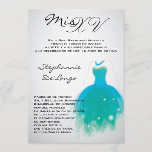 invitación verde azulada del cumpleaños de