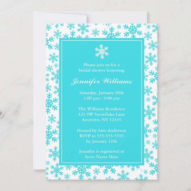 Invitación Verde azulada ducha de novias en la frontera de ni (Anverso)