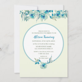 Invitación Verde azulada ducha marrón azul Rosa acuarela