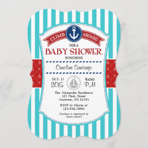 Invitación Verde azulada  en Baby Shower