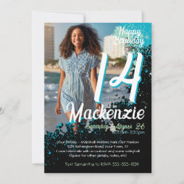 Invitación Verde azulada foto de la bandeja de pintura Invita