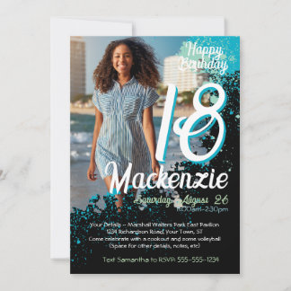 Invitación Verde azulada foto de la bandeja de pintura Invita