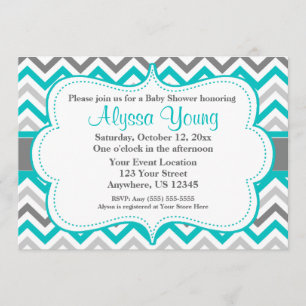 Invitación verde azulada gris de Chevron