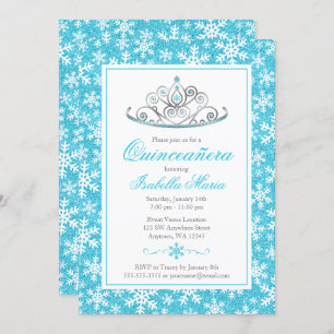Invitación Verde azulada Princesa de Plata Invierno Wonderlan