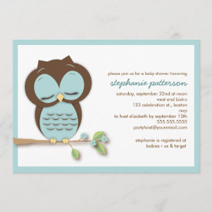 Invitación verde azulada soñolienta dulce de Baby