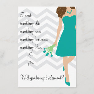 Invitación Verde azulada Turquesa Chevron Serás Mi Novia