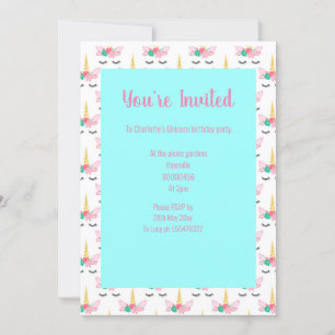 INVITACIÓN VERDE AZULADA UNICORN