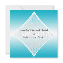 Invitación verde azulada y blanca de la boda de