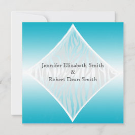 Invitación verde azulada y blanca de la boda de