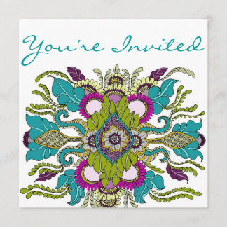 Invitación verde azulada y púrpura de la ducha de