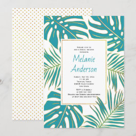 Invitación Verde azuladas hojas tropicales boda ducha de novi