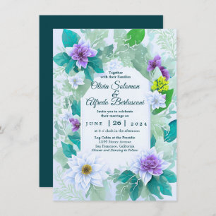 Invitación Verde azulado azul elegante moderno y caprichoso t