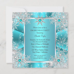 Invitación Verde azulado Blue Snowflake Silver Wonderland 2