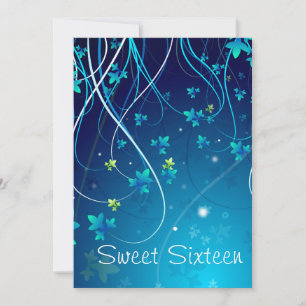 Invitación Verde azulado Blue Swirls Dulce Dieciséis Fiestas