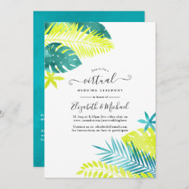 Invitación Verde azulado - Boda virtual tropical de turquesa 