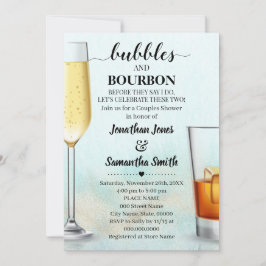 Invitación Verde azulado con burbujas de oro y ducha de agua 