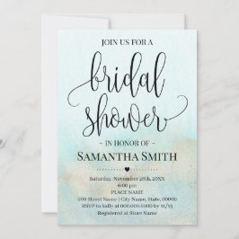 Invitación Verde azulado con Gold Ocean Bridal Shower Boda Aq