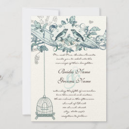 Invitación Verde azulado de moda Boda de pergamino de jaula d