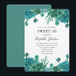 Invitación Verde azulado dulce 16. Cactus azules 16 años<br><div class="desc">Suculenta y dulce invitación. Contáctame,  por favor,  si necesitas artículos adicionales.</div>