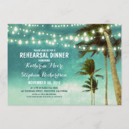 Invitación verde azulado ensayo sombrío en la playa luces de