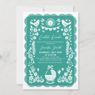Invitación Verde azulado Fiesta Cielito Lindo Baby Shower